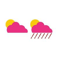 Clouds with rain and sun. Weather icon. Vector illustration.