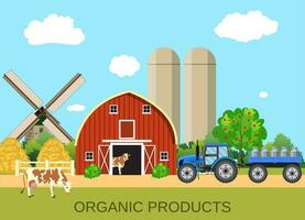 colorful milk farm life with natural economy vector