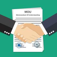 Two Businessman handshake on mou memorandum vector