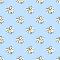 Seamless pattern with white flower. Daisy blossom. Chamomile. Spring and summer floral background. Design for wallpaper, wrapping paper, background, fabric. Vector flat illustration.