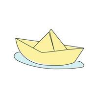 paper boat Continuous line drawing. sailboat in big waves of sea. Business icon. Vector illustration