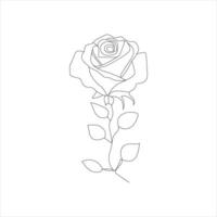 Rosa uno continuo línea dibujo. floral flor natural diseño. gráfico, bosquejo dibujo. Rosa vector