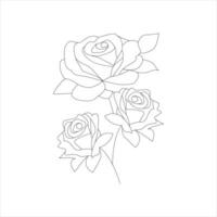 Rosa uno continuo línea dibujo. floral flor natural diseño. gráfico, bosquejo dibujo. Rosa vector