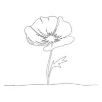 Poppy flowers continuous one line vector art illustration and single outline simple flower design