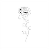 Rosa uno continuo línea dibujo. floral flor natural diseño. gráfico, bosquejo dibujo. Rosa vector