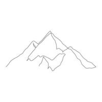 mountain range continuous One  line drawing. Simple line drawing of mountains and sun. Modern one line nature illustration vector