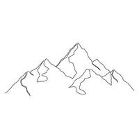 mountain range continuous One  line drawing. Simple line drawing of mountains and sun. Modern one line nature illustration vector