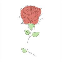 Rosa uno continuo línea dibujo. floral flor natural diseño. gráfico, bosquejo dibujo. Rosa vector