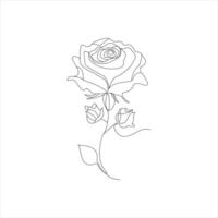 Rosa uno continuo línea dibujo. floral flor natural diseño. gráfico, bosquejo dibujo. Rosa vector