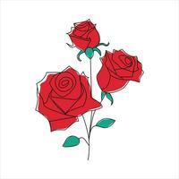 Rose one continuous line drawing. Floral flower natural design. Graphic, sketch drawing. rose vector