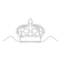 royal crown Continuous one line drawing. Simple king crown line art design vector