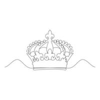 royal crown Continuous one line drawing. Simple king crown line art design vector