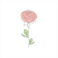 Rosa uno continuo línea dibujo. floral flor natural diseño. gráfico, bosquejo dibujo. Rosa vector