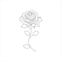 Rosa uno continuo línea dibujo. floral flor natural diseño. gráfico, bosquejo dibujo. Rosa vector