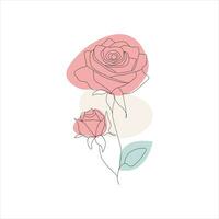 Rose one continuous line drawing. Floral flower natural design. Graphic, sketch drawing. rose vector