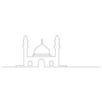 Mosque line art drawing islamic ornament background. Single line draw design vector graphic illustration