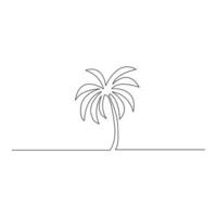 palm tree  Single continuous line art  drawing. Simple tree line art design vector