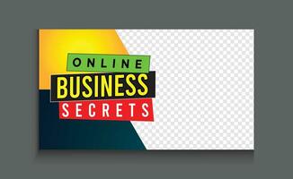 Online Business Success Secrets eye catching thumbnail design template with strong understanding and creative style vector