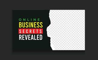 Online Business Success Secrets eye catching thumbnail design template with strong understanding and creative style vector