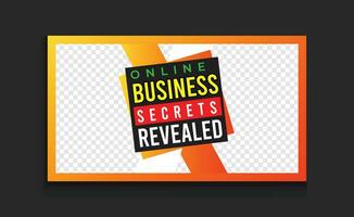 Online Business Success Secrets eye catching thumbnail design template with strong understanding and creative style vector