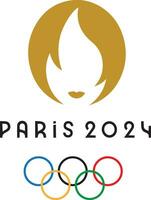 Sankt Petersburgo Rusia - 12 28 2023 oficial logo de verano olímpico juego en París 2024 vector