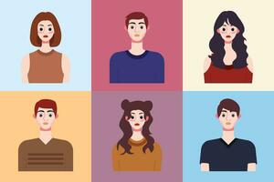 conjunto de avatares de joven personas en plano estilo. vector ilustración