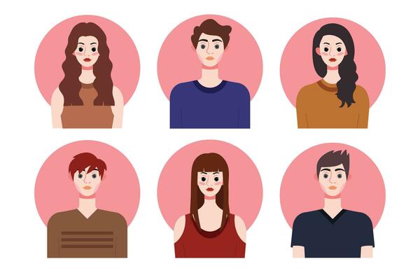 Set of social media profile templates with people avatars. Vector illustration