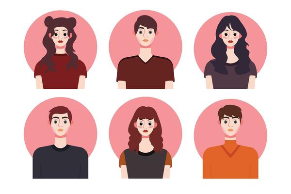 Set of social media profile templates with people avatars. Vector illustration