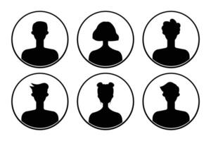 Set of silhouettes of men and women on a white background. vector