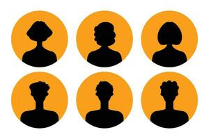 Set of silhouettes of men and women on a white background. vector