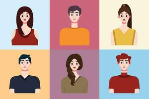 Set of avatars of young people in flat style. Vector illustration