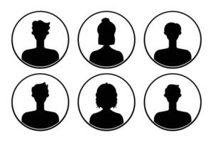 Set of silhouettes of men and women on a white background. vector