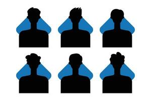 Silhouette of a man and woman with different hairstyles. Vector illustration.