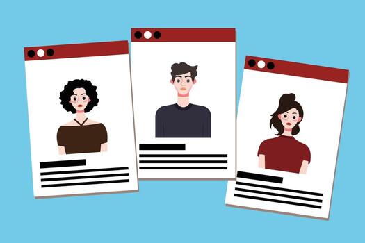 Set of profile photo templates for social networks. Vector illustration in flat style