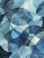 AI generated Watercolor abstract geometric pattern, watercolor drawing print, mosaic composition, abstraction-creation, emotive composition, monochrome painting, rounded forms, shaped canvas photo