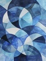 AI generated Watercolor abstract geometric pattern, watercolor drawing print, mosaic composition, abstraction-creation, emotive composition, monochrome painting, rounded forms, shaped canvas photo