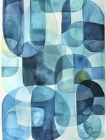 AI generated Watercolor abstract geometric pattern, watercolor drawing print, mosaic composition, abstraction-creation, emotive composition, monochrome painting, rounded forms, shaped canvas photo