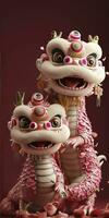 AI generated Two adorable chinese dragon babies, celebrating the Chinese New Year festival, with pink scales and happy expressions, 3d design. photo