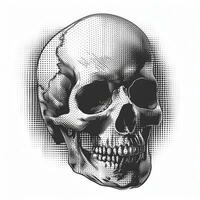 AI generated Halftone Human Skull Illustration photo