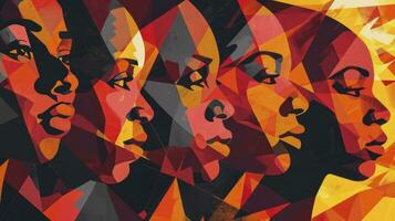 AI generated Black history month geometric background. photo