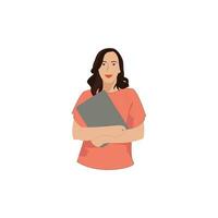 Woman with laptop vector