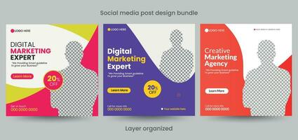 Set of Editable square business social media post design template, web banner design, Instagram post and web ads, poster, vector illustration with modern layout.