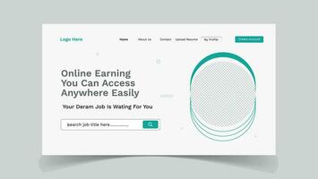 Online earning web home page ui landing page design vector