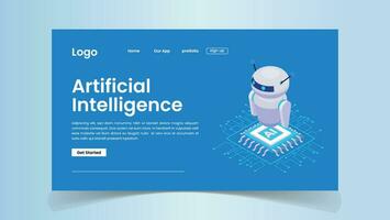 artificial inteligencia ui aterrizaje página ilustración caja de cartón robot diseño vector