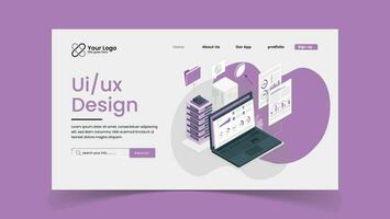 UI UX landing page web ui design template vector