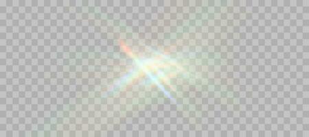 Blurred rainbow refraction overlay effect. Light lens prism effect. Holographic reflection, crystal flare leak shadow overlay. Vector abstract illustration.