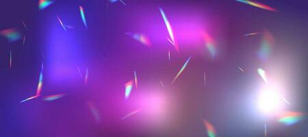 Blurred rainbow refraction overlay effect. Light lens prism effect. Holographic reflection, crystal flare leak shadow overlay. Vector abstract illustration.