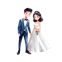 ai généré charmant dessin animé romance de Facile et mignonne mariage isolé transparent illustration png