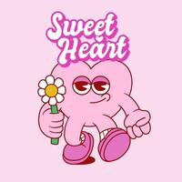linda corazón dibujos animados personaje para san valentin día vector