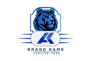 AK Tiger logo Blue Design. Vector logo design for business.